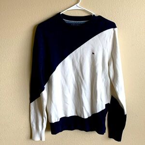 Tommy Hilfiger- 100% cotton blue and white Sweater size S